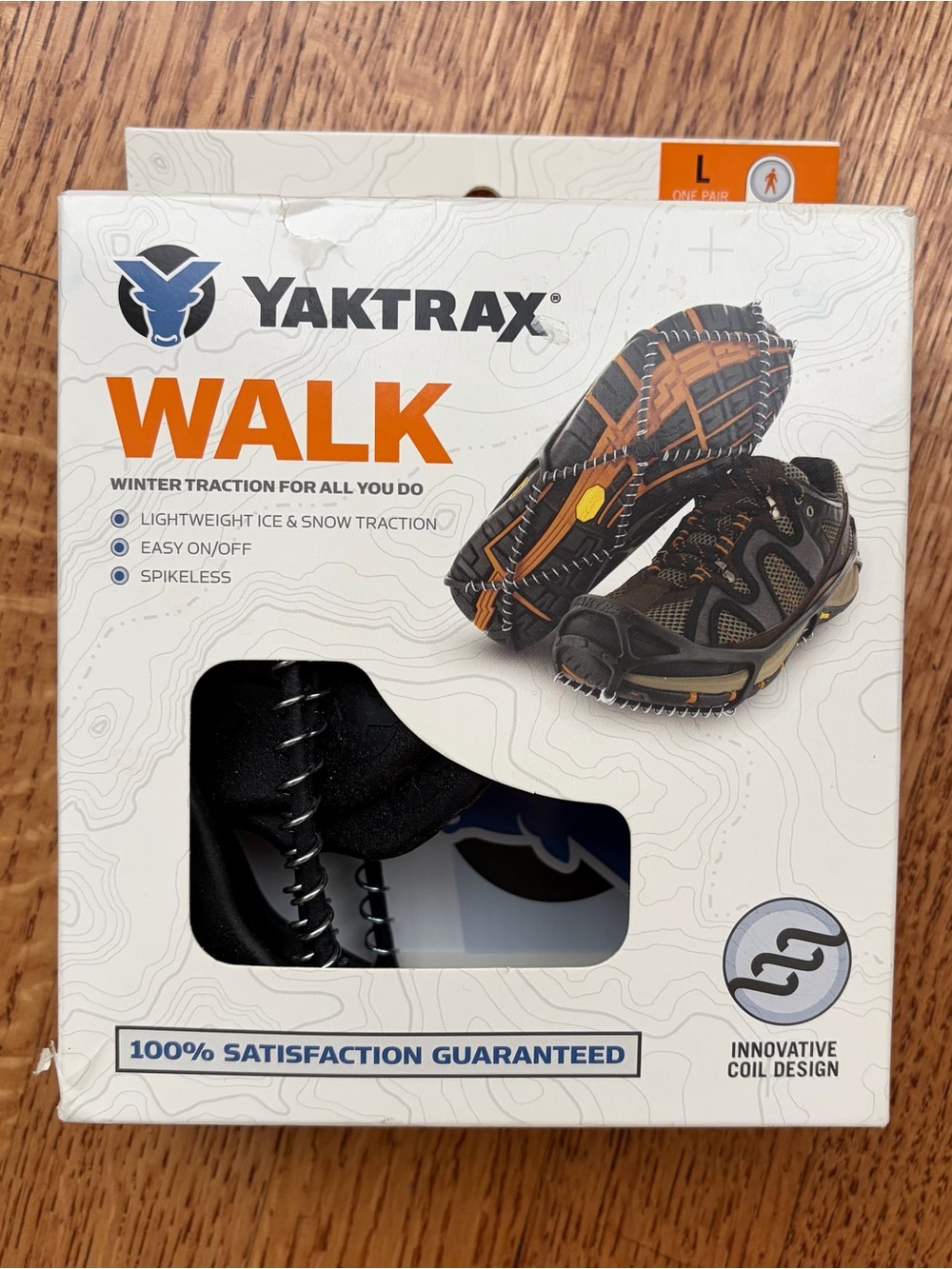 Yaktrax Walk Winter Traction Coils Cleats Snow Ice Large One Pair Lightweight